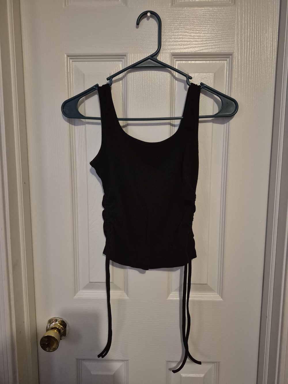 Black Ruched Tie-Side Tank Top